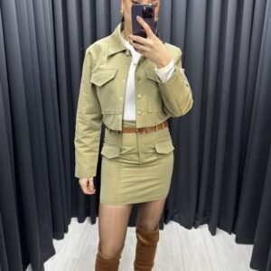 Gabardin Etek Ceket Takım