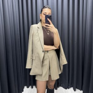 Kareli Şort Etek& Ceket Takım